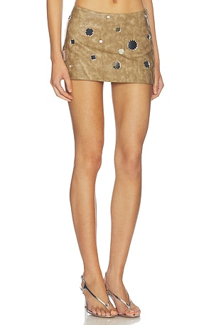 Jaded London Mini Skirt With Mirror Trims in Brown