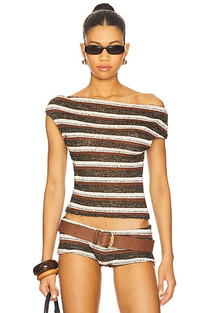 Stripe Knit Asymmetric Top Jaded London