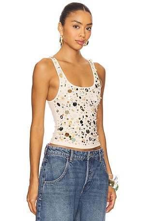 Jaded London Sequin Ribbed Vest Top in Neutral
