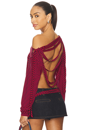 Distressed Back Off Shoulder Stripe Top Jaded London