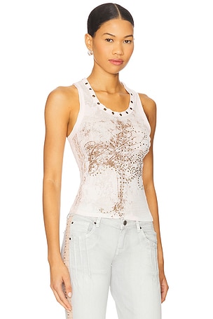 Jaded London Lace Jersey Tank in Pink