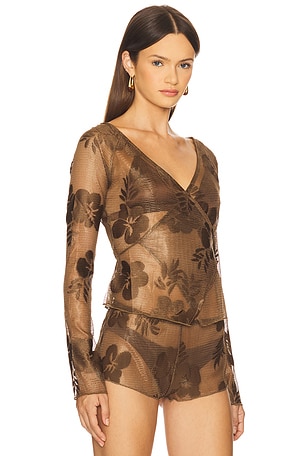 Jaded London Celina Wrap Top in Brown