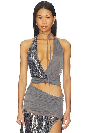 Sequin Mesh Twist Top Jaded London
