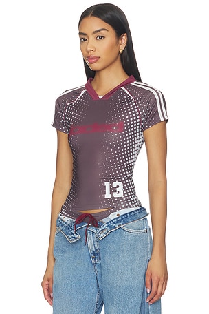 Jaded London Illusion Print Football Baby Tee in Charcoal
