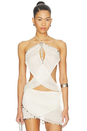 Metal Trim Wrap Tie Top Jaded London