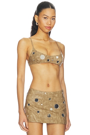 Jaded London Bra Top With Mirror Trims in Brown