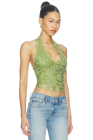Jaded London Roswen Lace Corset Top in Green