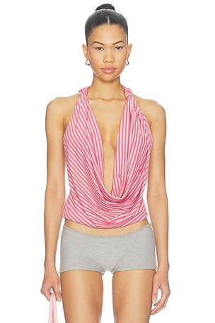 Cowl Knotted Jersey Top Jaded London