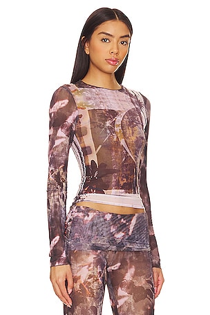 Jaded London Printed Top in Brown