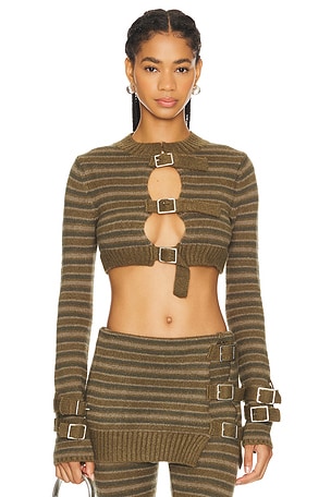 Cropped Knitted Stripe Top Jaded London