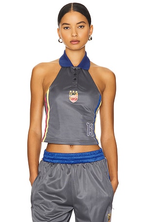 Football Halter Polo Top Jaded London