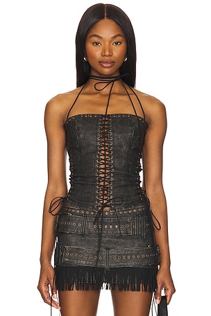 Longline Lace Up Halter Corset Jaded London