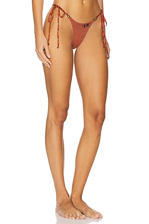 Jaded London Embroidered Knit Bikini Bottoms in Brick