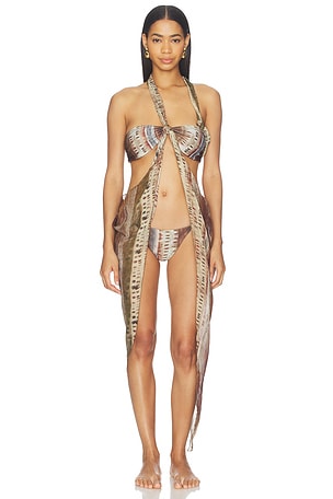 Bikini Top With Scarf Overlay Jaded London