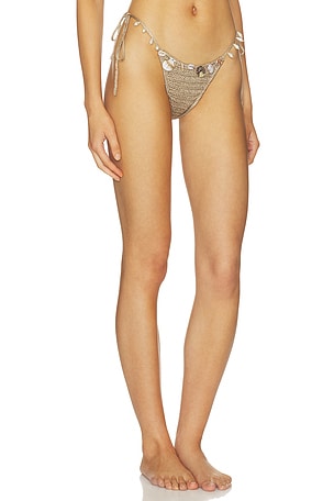 Jaded London Anatase Crochet With Hanging Shells Bikini Bottom in Beige