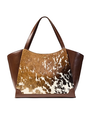 JULIETTE OPEN WINGED COW PRINT TOTE BROWN バッグ July