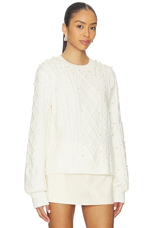 John & Jenn by Line Lux Pullover in Pearl Cable in Cream