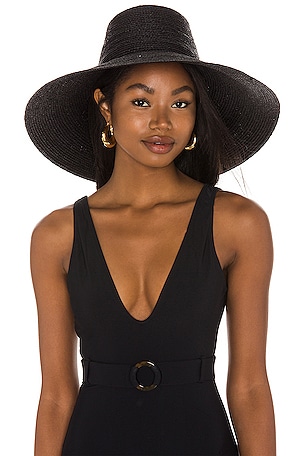 Janessa Leone Vivian Hat Black Straw Aiden Hat | Janessa Leoné main image 3