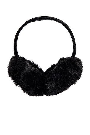 jocelyn Embellished Faux Fur Ear Muffs in Black