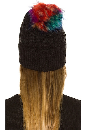 jocelyn Knitted Love Faux Fur Hat in Black