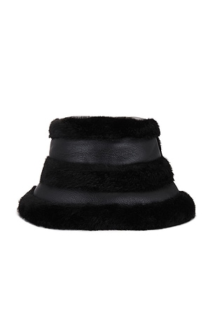 Faux Mink & Leather Bucket Hat jocelyn