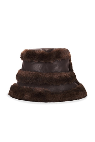 Faux Mink & Leather Bucket Hat jocelyn