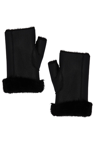 Faux Mink & Leather Fingerless Mittens jocelyn