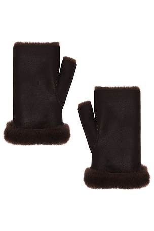 Faux Mink & Leather Fingerless Mittens jocelyn