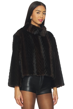 jocelyn Faux Mink Pullover Sweatshirt in Chocolate