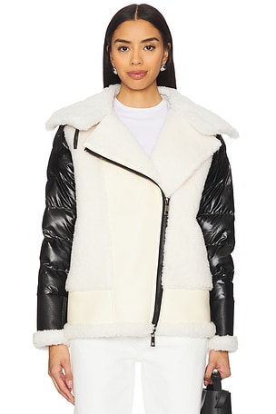 jocelyn Faux Moto Jacket in Black,White