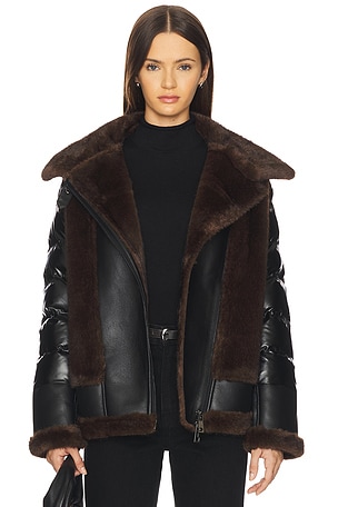 Faux Mink & Leather Moto Jacket jocelyn