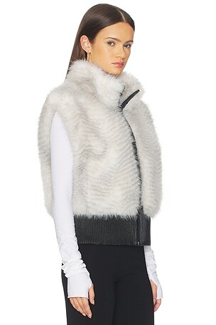 jocelyn Faux Fox Vest in Ivory