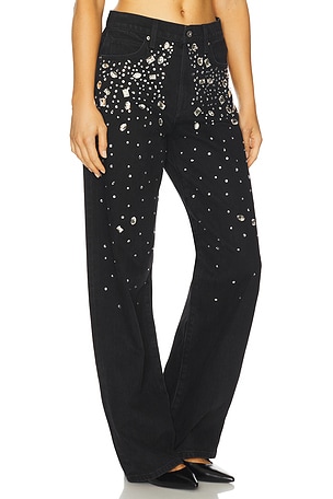Joe's Jeans The Harlowe Stone Embellished Wide Leg Jeans in Black
