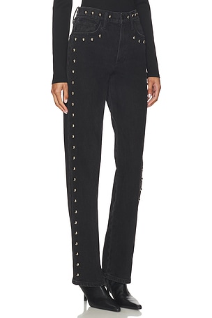 Joe's Jeans The Margot Studded Straight Leg Jeans in Black