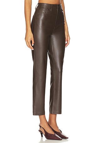 Joe's Jeans Lyra Slim Ankle Vegan Leather Straight in Chocolate