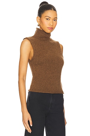 Joe's Jeans Stevie Sleeveless Roll Neck Sweater in Brown