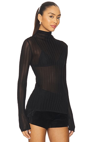 Joe's Jeans The Lana Ribbed Turtleneck Top in Black