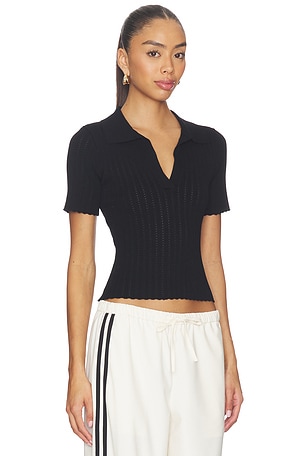 Joe's Jeans The Jess Pointelle Polo Shirt in Black