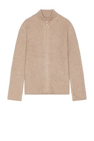 Waffle Knit Full Zip Sweater JOHN ELLIOTT