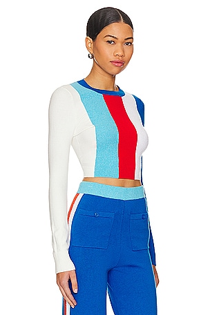 JoosTricot Long Sleeve Crop Top in Blue