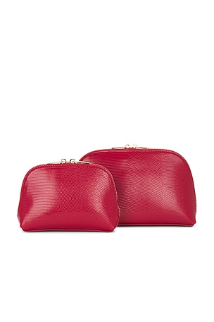 Red Python Embossed Pouch Set Jordan Road