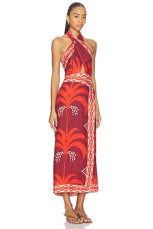 Johanna Ortiz Buen Viento Ankle Dress in Burnt Orange