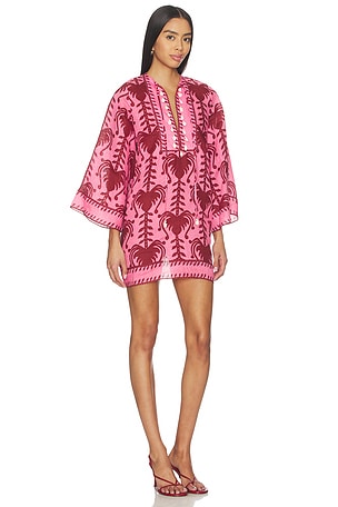 Johanna Ortiz Wild Savannah Tunic Dress in Pink,Burgundy