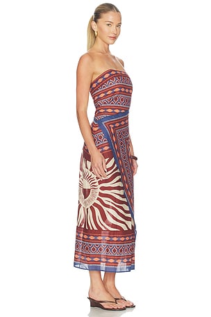 Johanna Ortiz Paraiso Agreste Ankle Dress in Multi