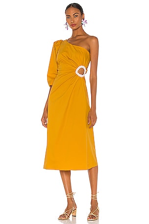 Johanna Ortiz Refulgence Of Stars Midi Dress in Yellow Ochre | REVOLVE