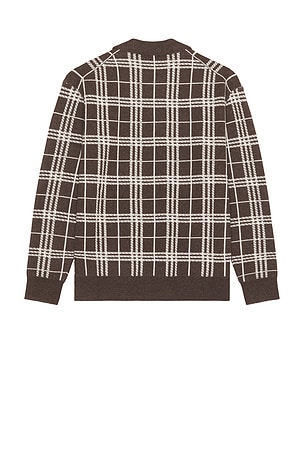 SIMKHAI Klaus Zip Polo Sweater in Brown. Size M. Also