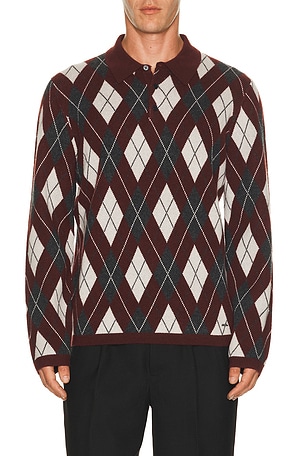 Callum Cashmere Argyle Polo SIMKHAI