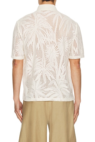 SIMKHAI Conrad Short Sleeve Shirt in Ivory