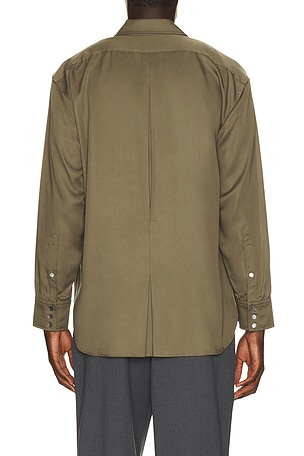 SIMKHAI Carter Refined Workwear Shirt in Olive