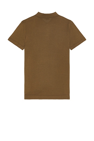 SIMKHAI Barron Short Sleeve Polo in Brown